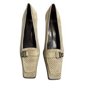 Stuart Weitzman Suede Loafer Buckles Kitten Heel Pump 8